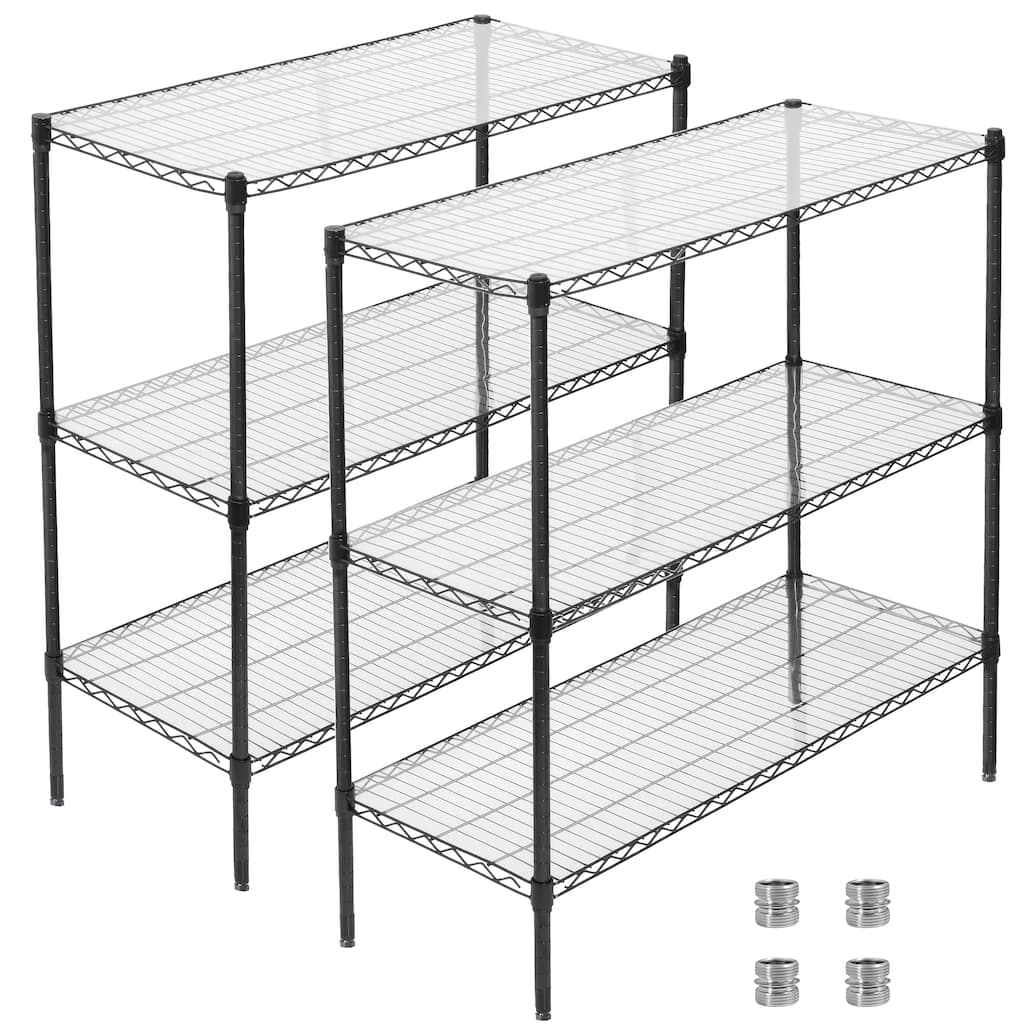3 Tier Metal Shelf Wire Shelving Unit - Set of 2, 1050lbs Capacity Heavy Duty Adjustable Storage Rack with Shelf Liners