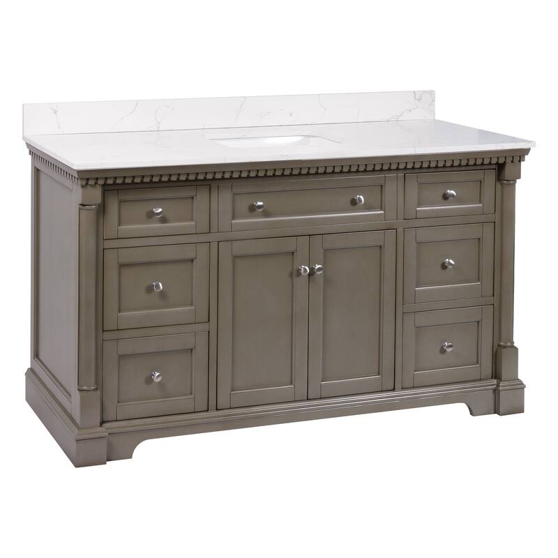 KitchenBathCollection Sydney 60" Single Bathroom Vanity with Engineered Marble Top