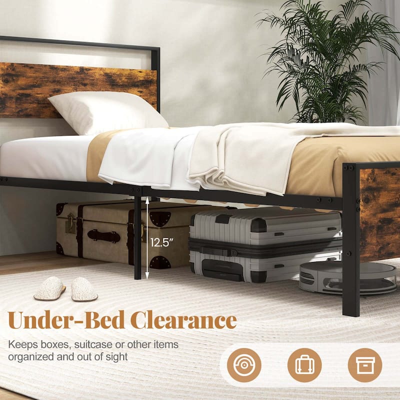 Costway Twin/Full/Queen/King Size Bed Frame with Wooden Headboard and