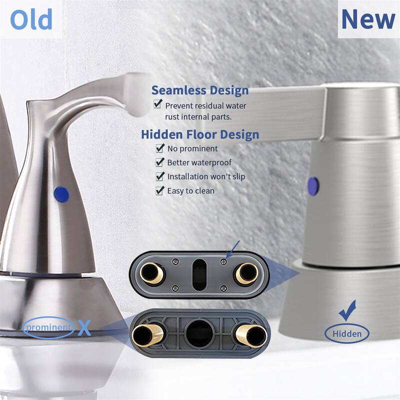 Double Handle 4 Inch Centerset Bathroom Faucet 3 Holes Bathroom Sink Basin Lavatory Faucets with 360 Degree Swivel Spout