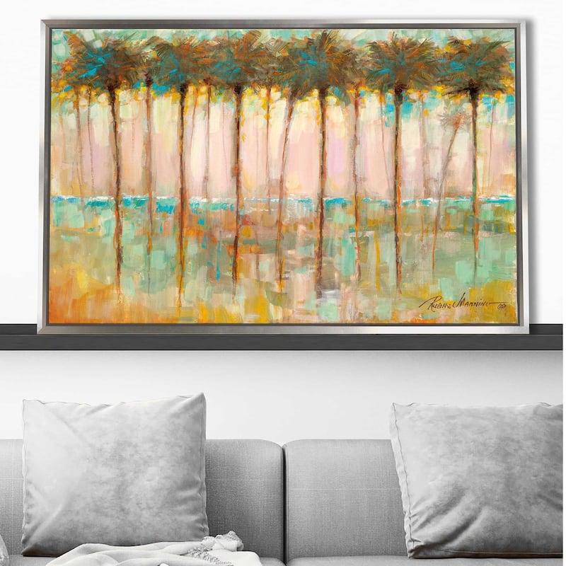 "Palms at Dusk" by Ruane Manning Print on Floating Canvas