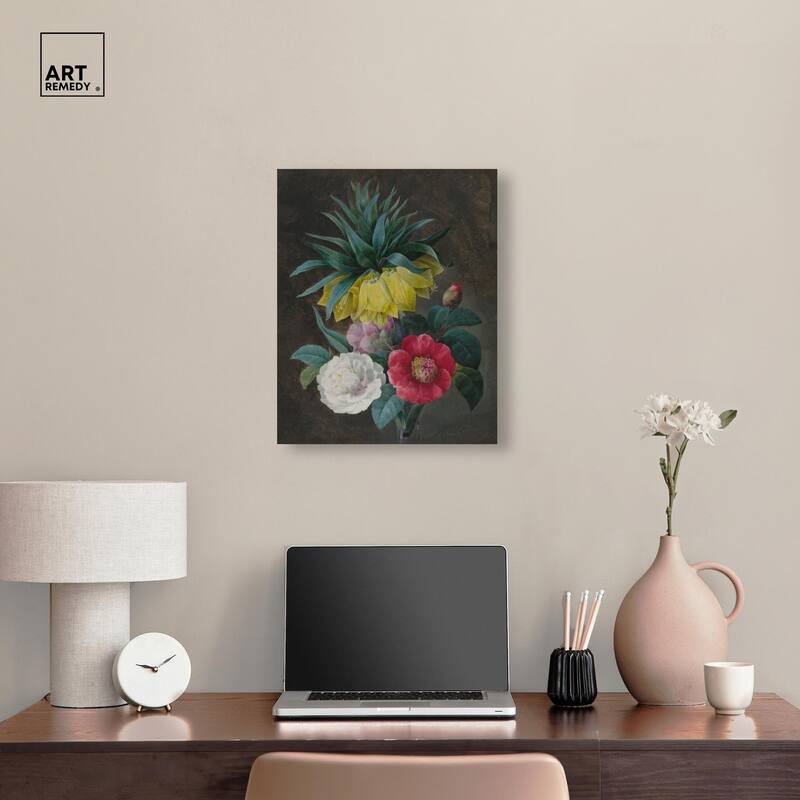 Four Peonies and a Crown Canvas by Art Remedy, Gallery Wrapped