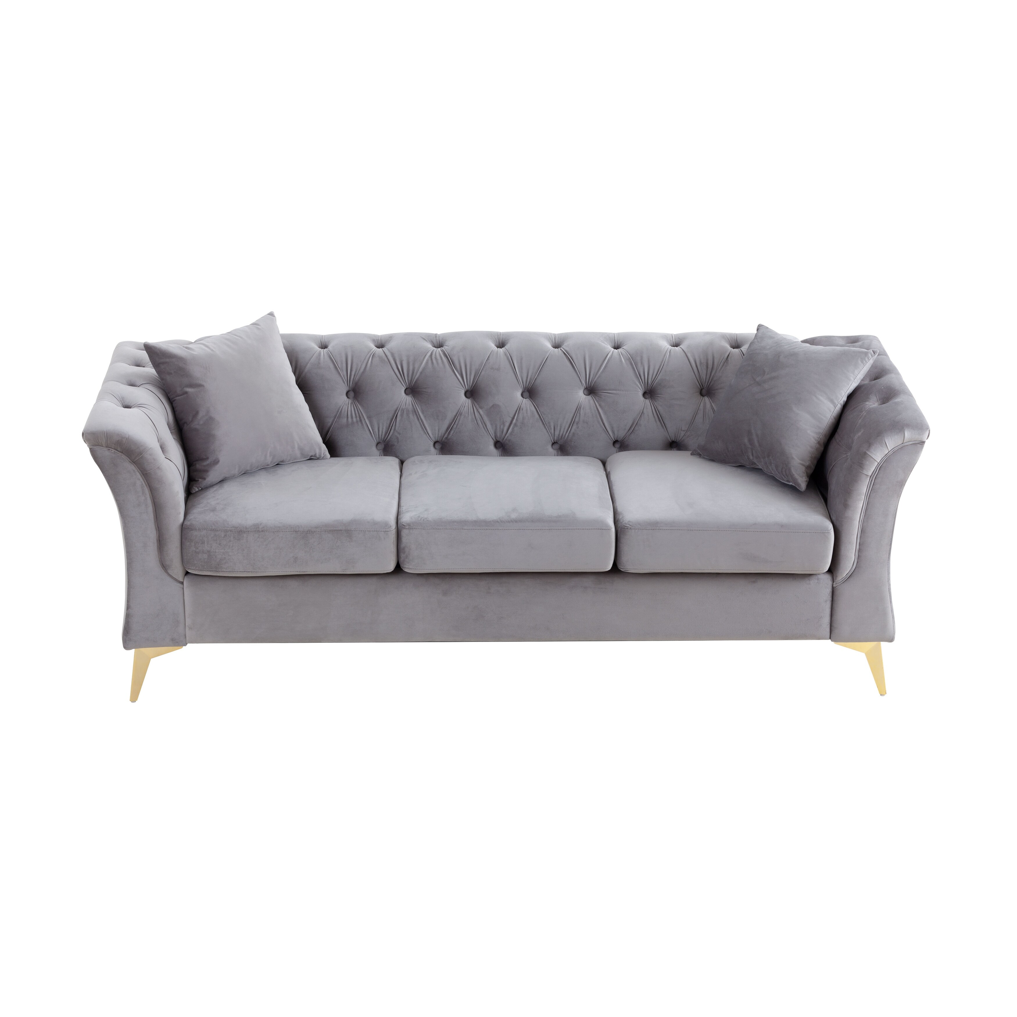 Modern Chesterfield Curved Sofa Tufted Velvet Couch 3 Seat Button Tufed ...
