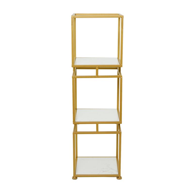 Gold Marble Shelving Unit with 3 Marble Shelves
