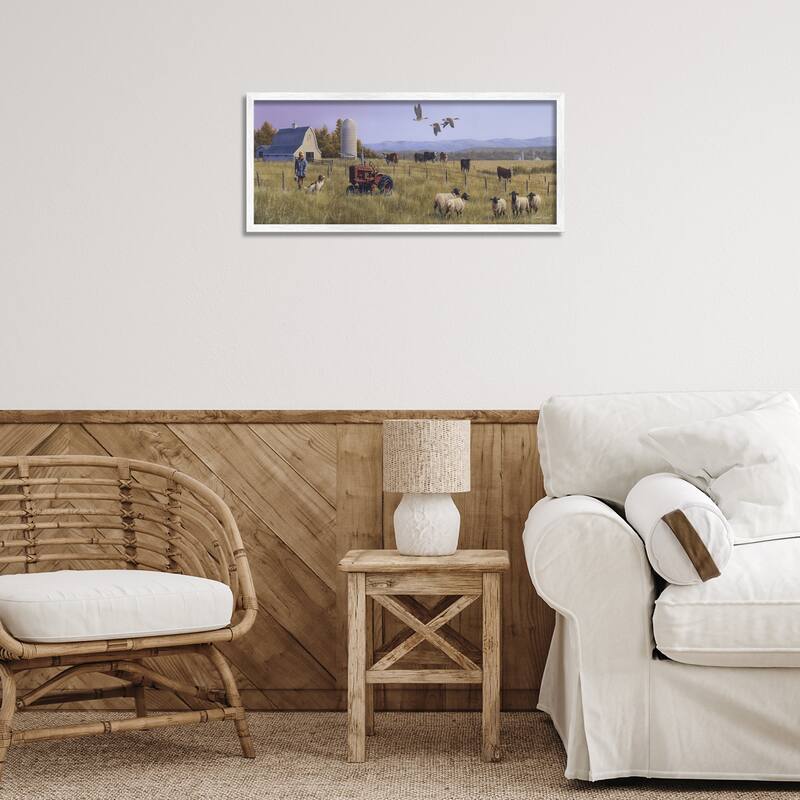 Stupell Geese Over Lush Farm Scene Framed Giclee Art Design By Frank Parker (Young)