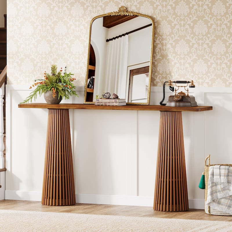 63-Inch Long Console Table for Entryway, Wooden Sofa Table Behind the Couch