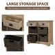 preview thumbnail 18 of 48, 28” Farmhouse Solid Wood Storage Cabinet with Two Drawers and Four Rattan Baskets