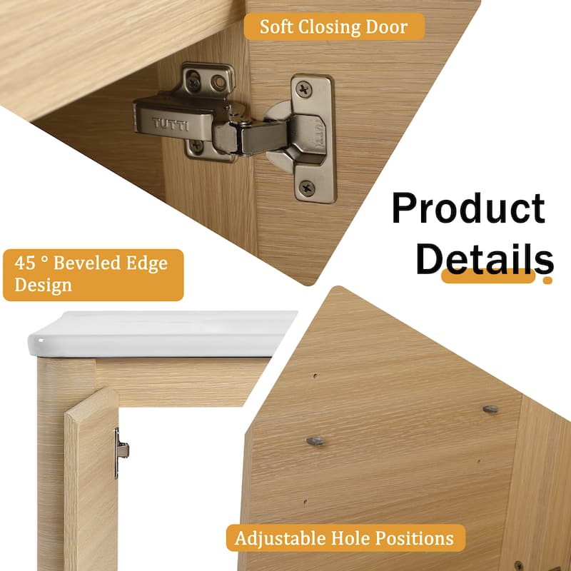 Malwee 36"/40" FreeStanding Bathroom Vanity with Sink, Floor Stand Bathroom Vanity with Soft Close Door and Adjustable Shelf