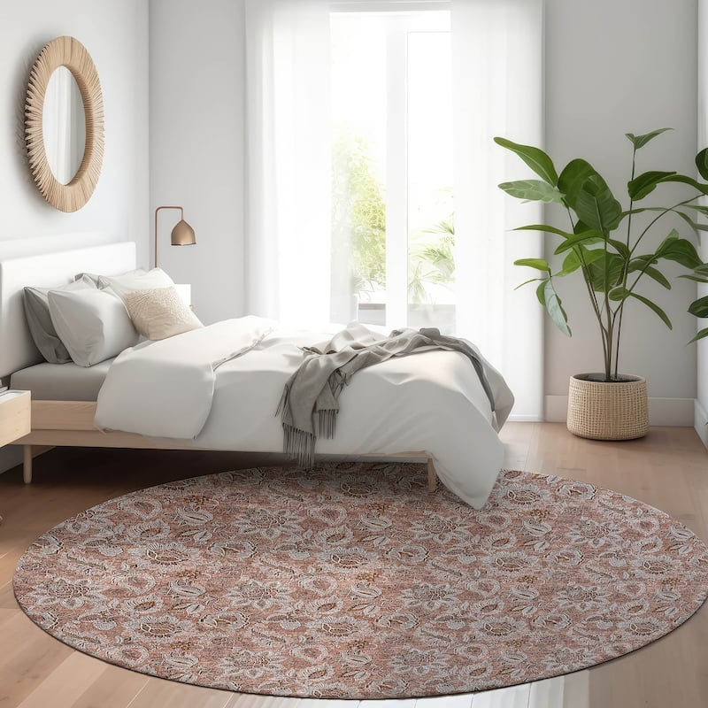 Machine Washable Indoor/ Outdoor Chantille Floral Farmhouse Rug