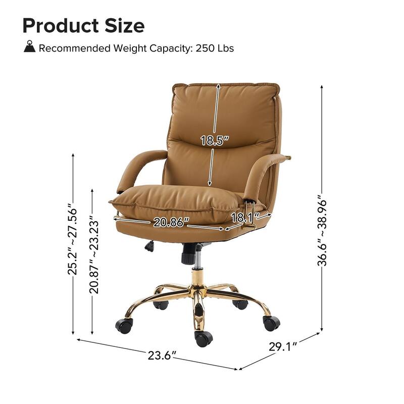 Leona Modern Faux Leather Adjustable Height Tilting Office Chair with Swivel Base by HULALA HOME