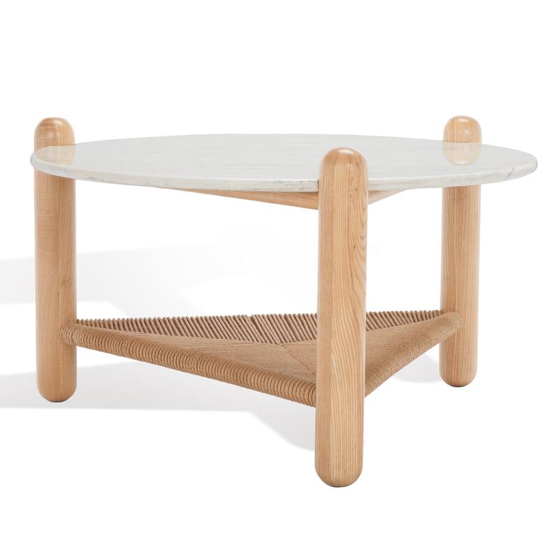 SAFAVIEH Couture Kaili Tropical Coastal Woven Shelf Coffee Table - 30 In. W x 30 In. D x 18 In. H - 30"W x 30"D x 18"H