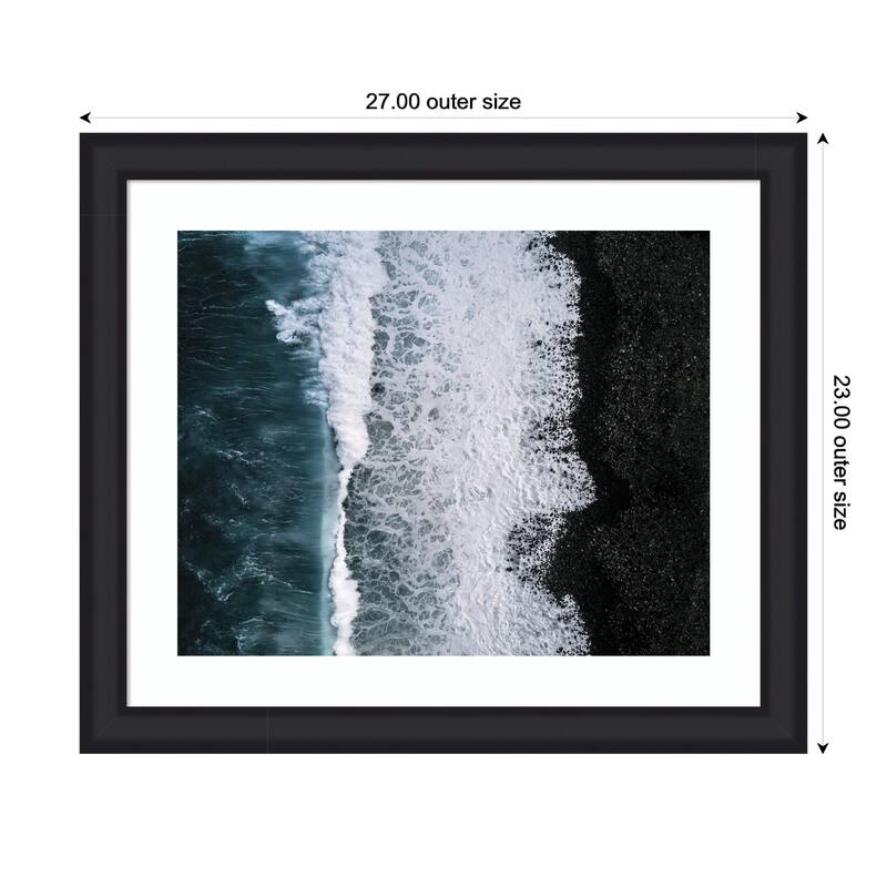 Kate and Laurel Framed Art Ocean Waves on the Black Beach in Iceland by Michael Schauer