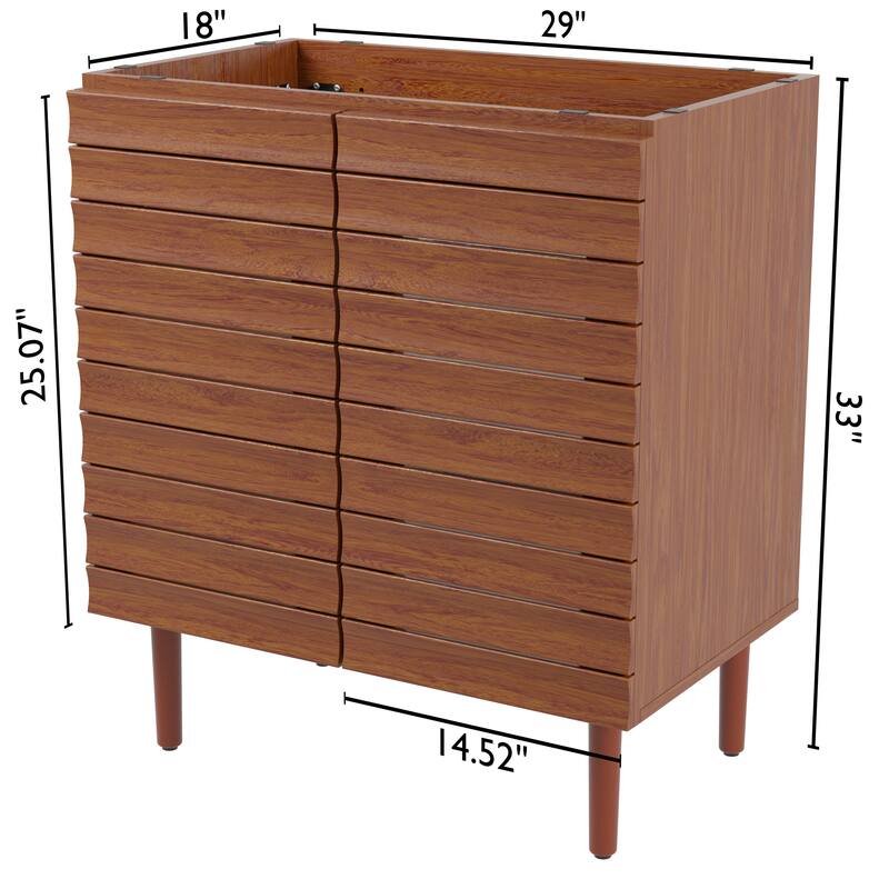 Calandre Thick Linear Slat Modern Farmhouse 2-Shelf Bath Vanity Cabinet Only (Sink Basin not Included), by JONATHAN Y