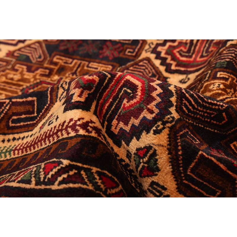 ECARPETGALLERY Hand-knotted Teimani Cream, Dark Navy Wool Rug - 3'10 x 6'2