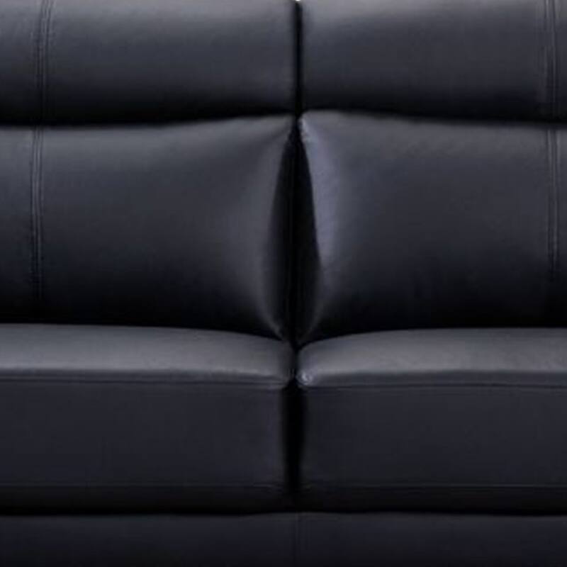 Justin Sofa, Black Top Grain Leather, Foam Cushions, Steel Legs, 80 Inch
