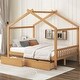 preview thumbnail 12 of 18, Full Size Platform Bed w/Drawers, Headboard, Footboard, Roof Design