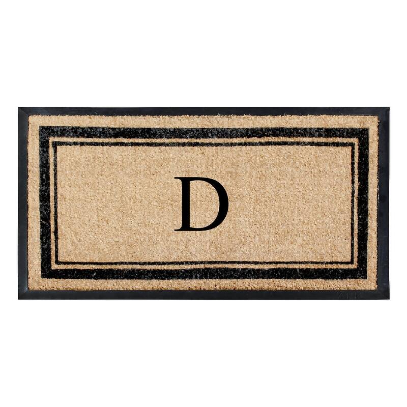 A1HC Picture Frame Natural Rubber & Coir Large Monogrammed Doormat 24"x48" - D