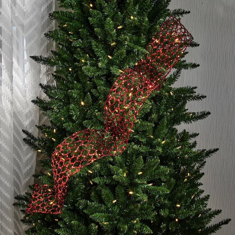 72"X6W Sequin Open Weave metallic Garland - Red