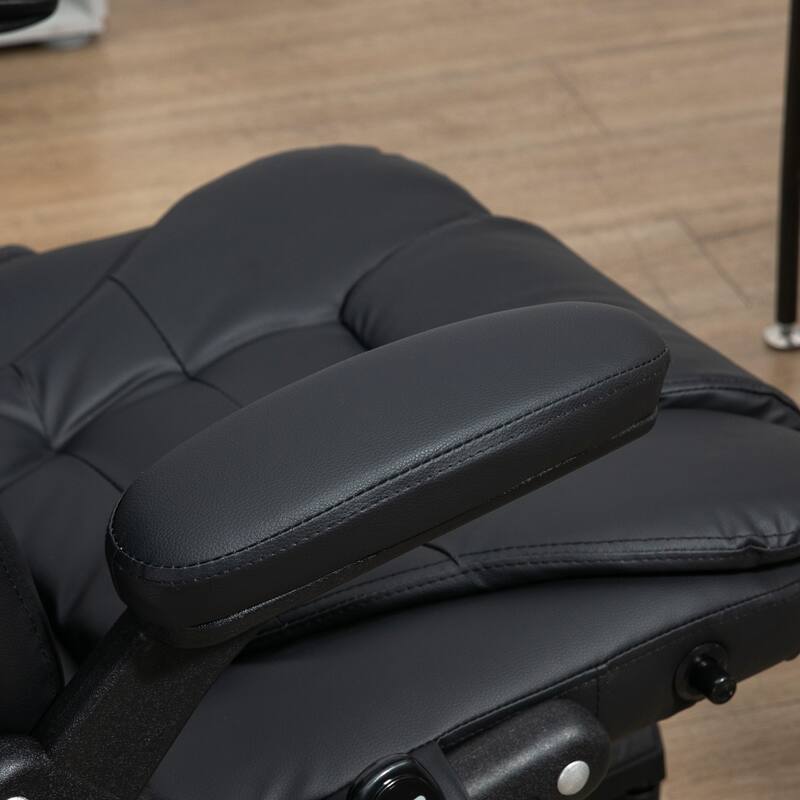 6 Point Vibrating Massage Office Executive Recliner Chair: with Heat, Reclining Backrest, Padded Armrests and Remote