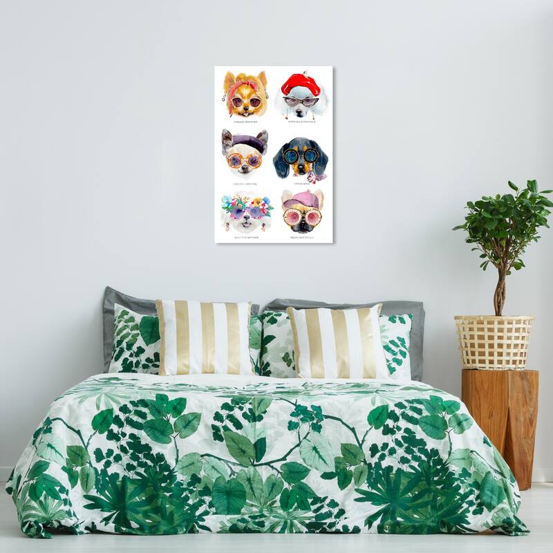 Wynwood Studio Canvas Animals Fashion Dog Chart White and Modern & Contemporary Wall Art Canvas Print - 36 x 24