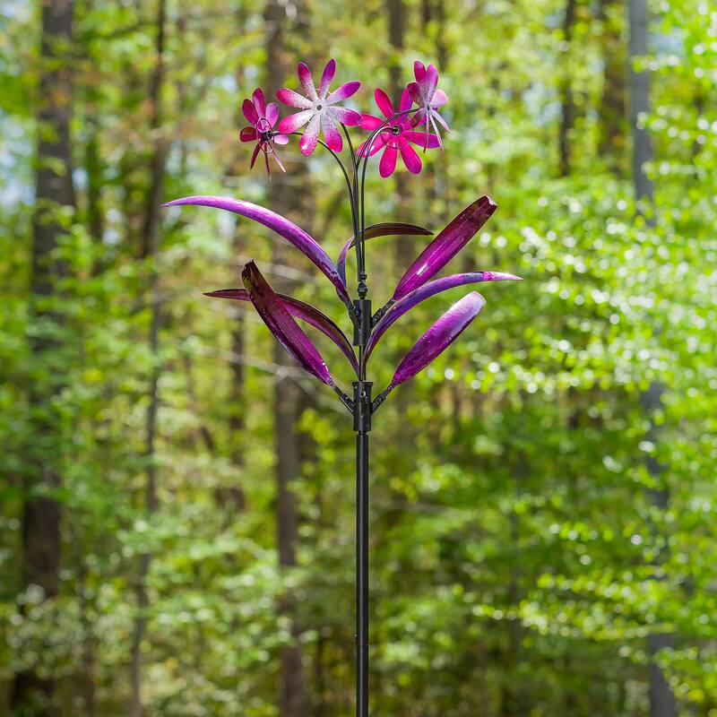88" Metal Wind Spinner Spiral Spinning Flowers
