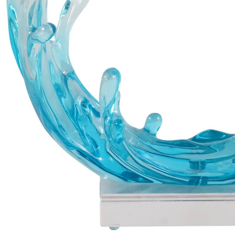 Resin Sculpture Wave Abstract Modern Decorative Object - 11" Blue - 8.75" x 4.25" x 10.5"