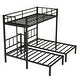 preview thumbnail 9 of 7, Black Twin XL over Twin & Twin Metal Triple Bunk Bed with Guardrails and Ladder, Convertible to 3 Beds