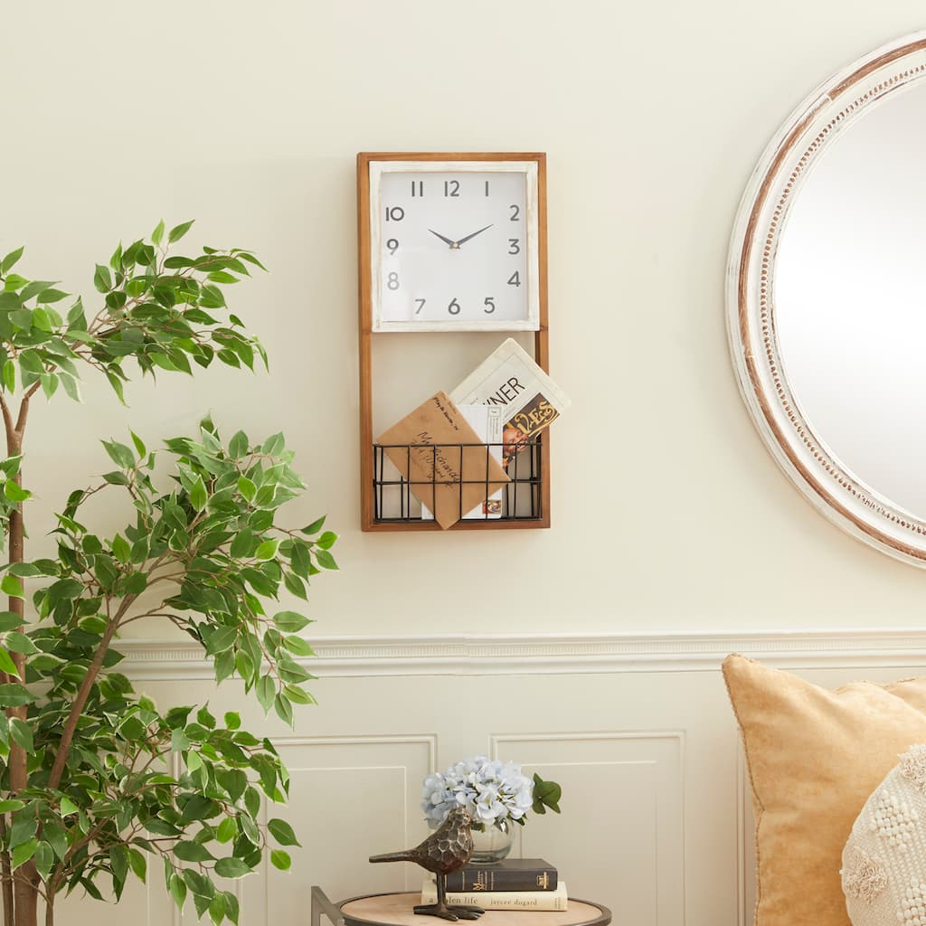Brown Wood Farmhouse Wall Clock 24 x 12 x 4 - 12 x 4 x 24