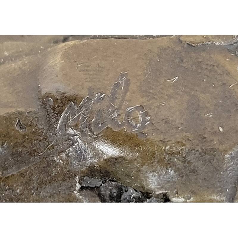 Imitative Dog Following Scent Bronze Sculpture Statue Figure On Marble Base Signed Milo