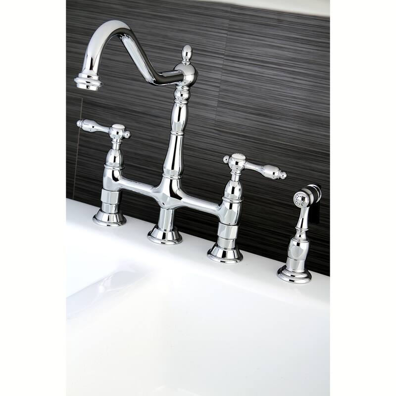 Tudor Bridge Kitchen Faucet with Brass Sprayer