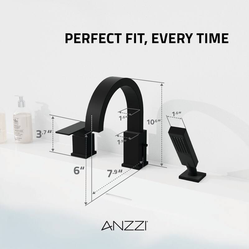 Bank Series 65 in. x 31 in. Flat Bottom Acrylic Freestanding Soaking Bathtub with Center Drain, Matte Black Faucet