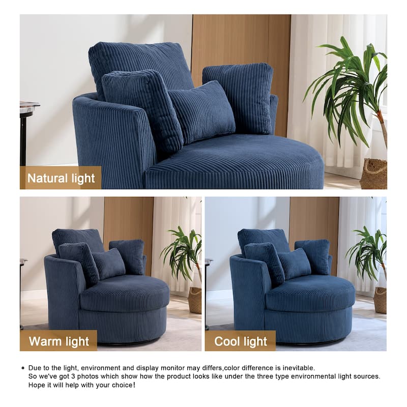 Upholstered Accent Swivel Barrel Armchair Club Chair with Pillows
