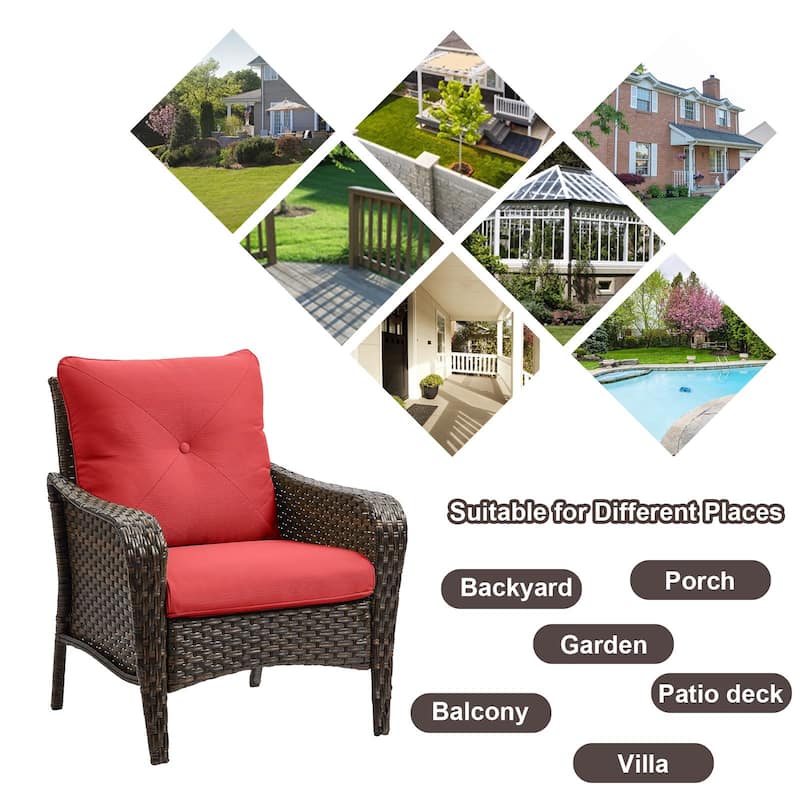 2 Pieces PE Rattan Wicker Chairs Outdoor Garden Chairs
