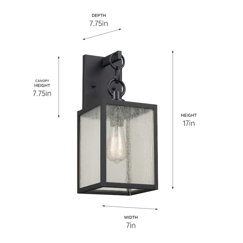 Kichler Lighting Lahden 17 in. 1-Light Textured Black Outdoor Wall Sconce