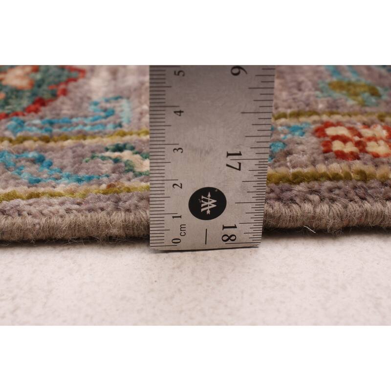 ECARPETGALLERY Hand-knotted Modern Ersari Grey Wool Rug - 2'7 x 9'6