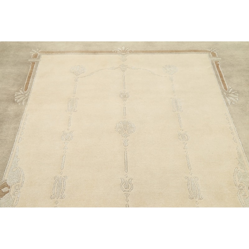 Nepalese Vegetable Dye Oriental Area Rug Wool Hand-knotted Carpet - 6'1" x 9'0"