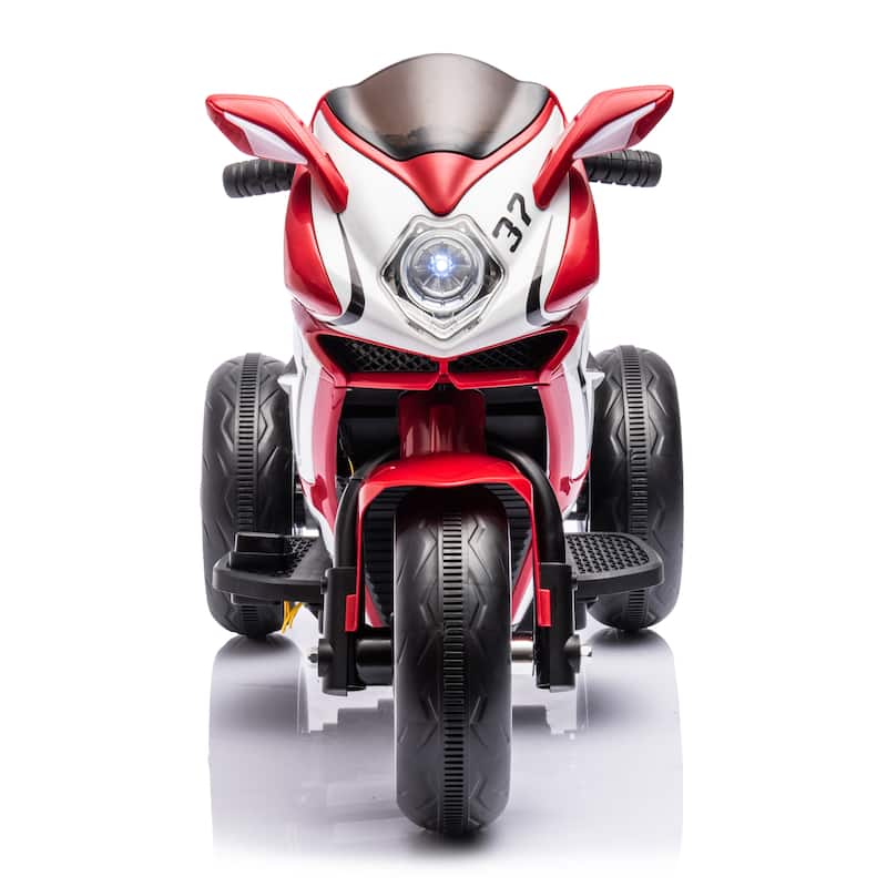 Children's Motorcycle with Headlight, Ride on Motorcycle with Illuminated Wheels, Electric Car Toy with LED Lights - Red