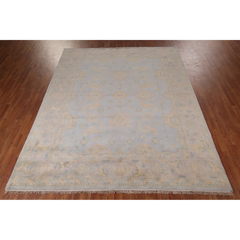 All-Over Oushak Area Rug Hand-Knotted Wool Carpet - 8'2"x 9'9"
