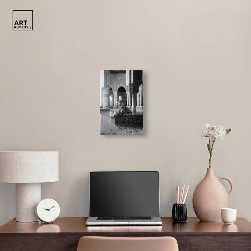 Peaceful Posing Leopard Noir Canvas by Art Remedy, Gallery Wrapped