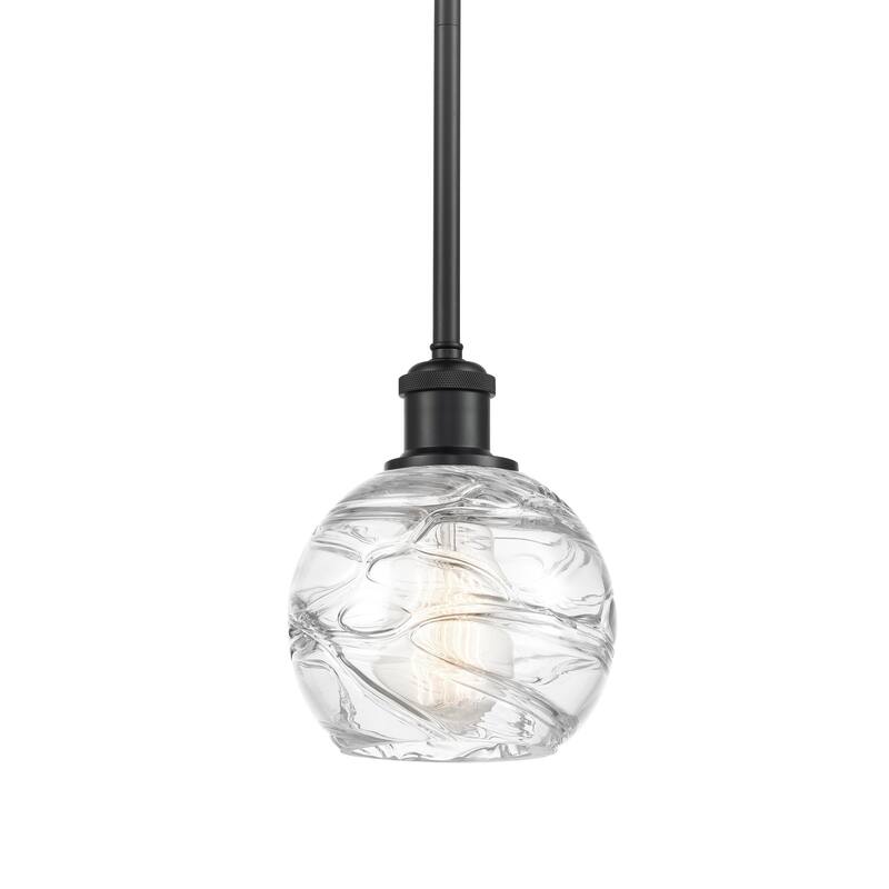 Innovations Lighting 516-1S-8-6 Athens Pendant Athens 6" Wide Mini - Clear Deco Swirl / Matte Black