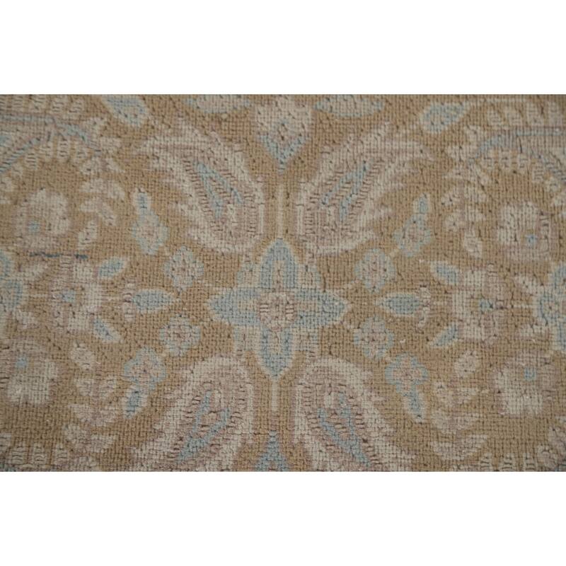 Hand Knotted Oriental 100% Wool Carpet Traditional Floral Yellow & Gold Kerman Area Rug - 12' 8'' X 9' 7''