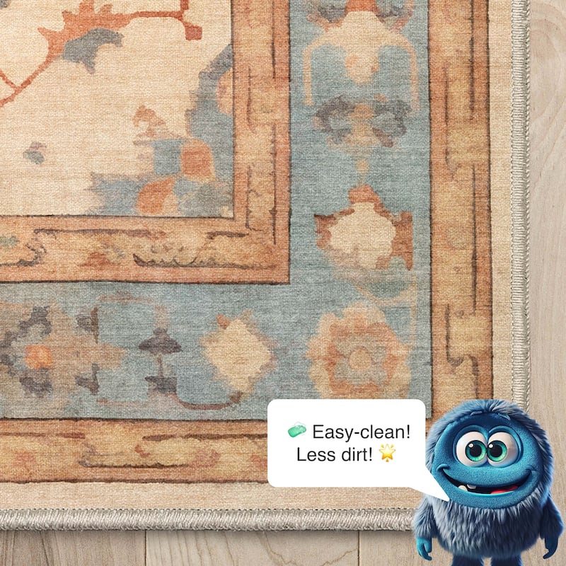 Well Woven Ushak Fethiye Vintage Medallion Pastel Flat-Weave Area Rug