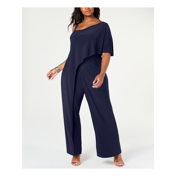 R&M RICHARDS Navy Sleeveless Wide Leg Jumpsuit Size 22W. Opens flyout.
