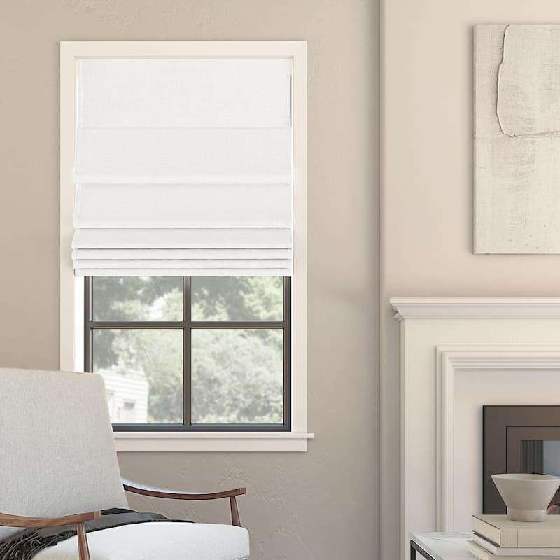 Sun Zero Somerton Textured Total Blackout Cordless Roman Shade - 31 x 64 - White