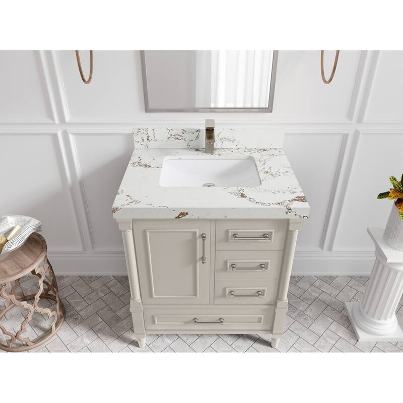 Willow Collections 30 in. W x 22 in. D Aberdeen Single Sink Bathroom Vanity with Countertop - 2" Viola Gold - Fine Grain