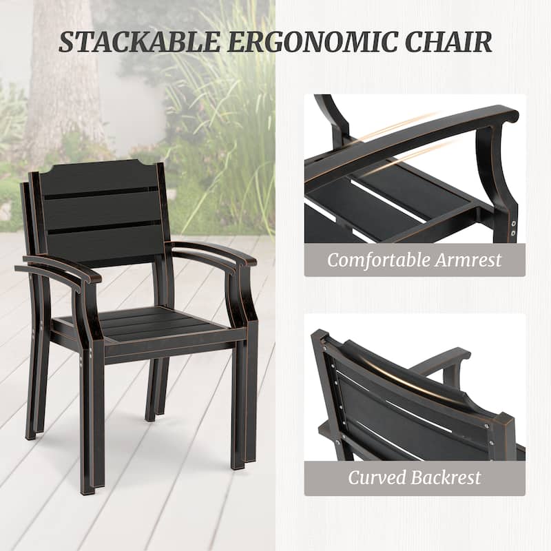 Black Brushed Brass Black Fine Straight Grain Outdoor Chair - 23.8" W x 22.6" L x 35" H