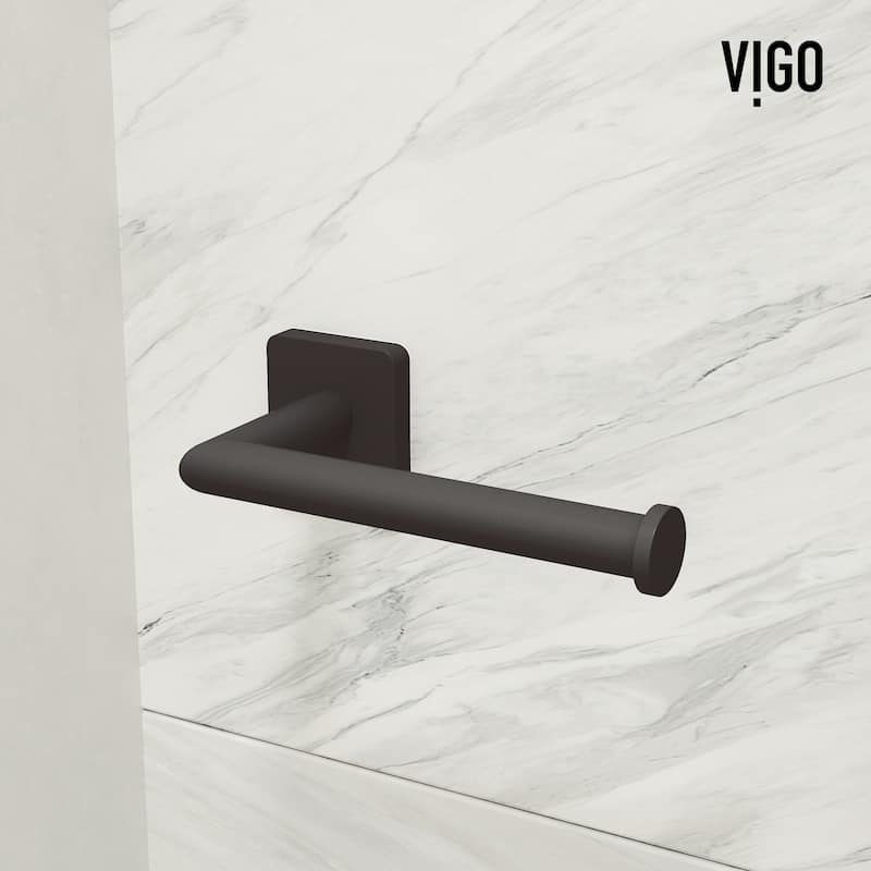 VIGO Satro 4-Piece Bathroom Hardware Accessory Set with 24 in. Towel Bar, Toilet Paper Holder, Hand Towel Holder, Hook