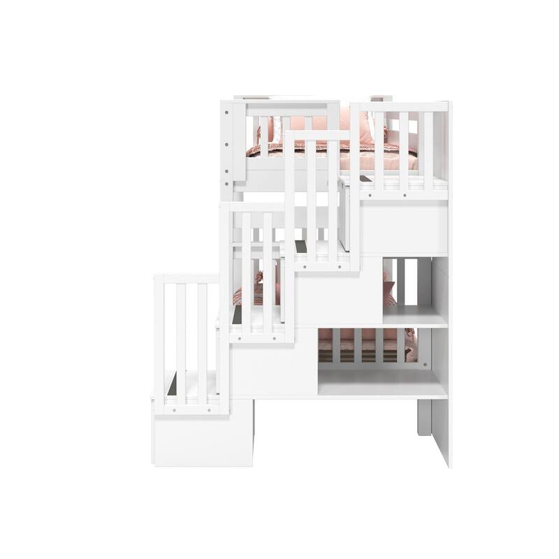 Taylor & Olive Trillium Tall Twin over Twin Stairway Bunk Bed, 4 Steps