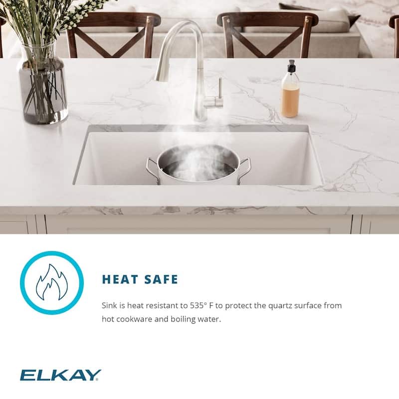 Elkay Quartz Classic 33" x 22" x 10", Offset 60/40 Double Bowl Undermount Sink Kit with Filtered Faucet with Aqua Divide, Black