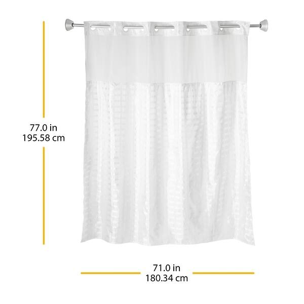 Whitmor No Hook Split Ring Shower Curtain, w/Snap-In Liner, 71" x 77"